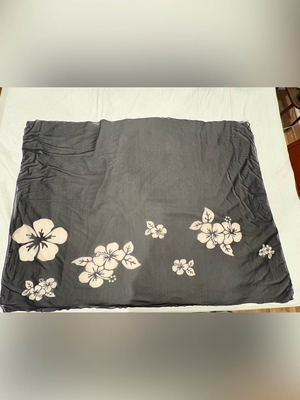 Black Floral Tie-Waist Swim Sarong - Picture 2 of 3
